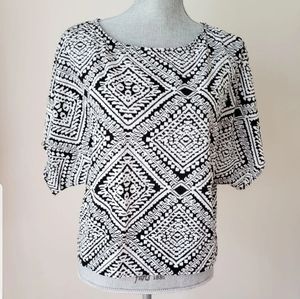 Women's BLUE RAIN Tribal Print Top. Small